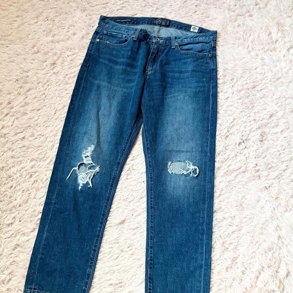 Lucky Brand Slim Boyfriend Distressed Straight Leg Classic Denim Jeans Womens 12